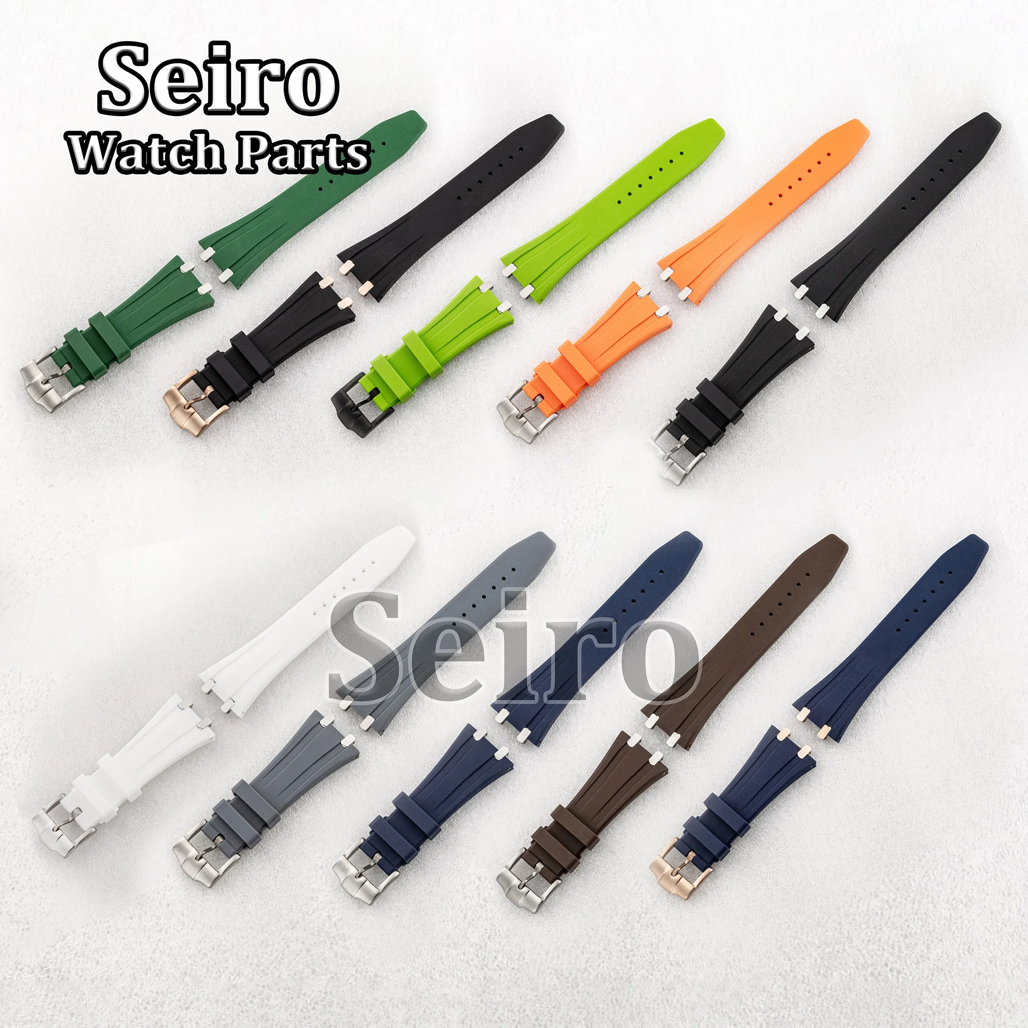 26MM Watch Rubber Strap Stainless Steel Buckle Black Gray Green White Coffee Orange Watchband Watch Modified Replacements Parts