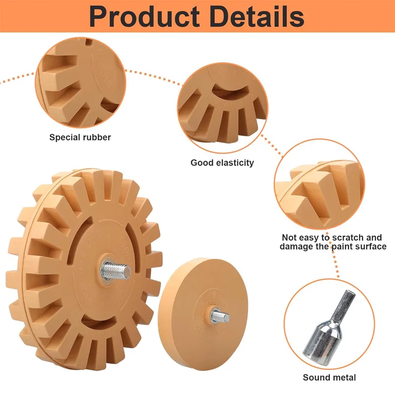 Car Eraser Wheel Decal Remover Tool Rubber Adhesive Vinyl Remover 3.5inch/4inch Sticker Remover with Drill Adaptor for Boats RVS