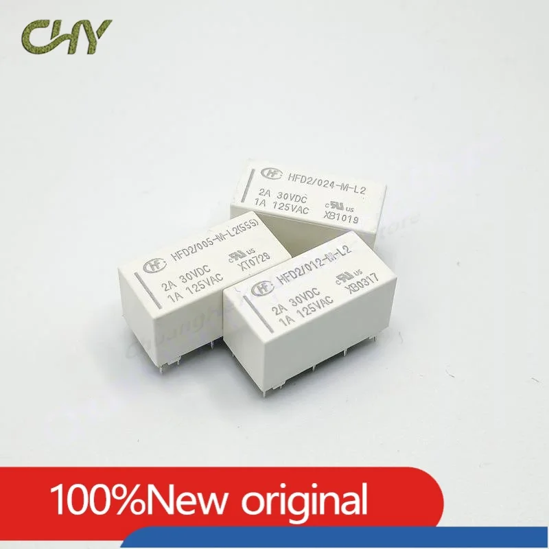 New Original HFD2-003/005/012/024-M-L2 Magnetic Latching Relay Monostable Relay 10Pin DIP DC3V 1A DPDT Miniature Signal Relay