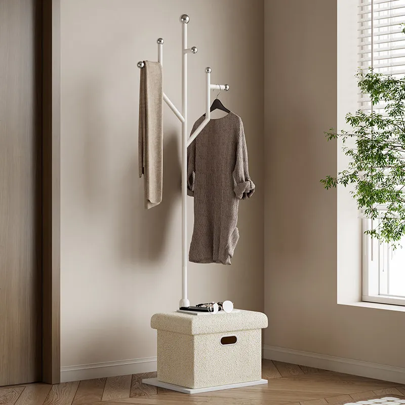 entrance Coat rack Floor-to-ceiling bedroom Household shoe change stool Light luxury integrated shelf Clothes storage Hanger