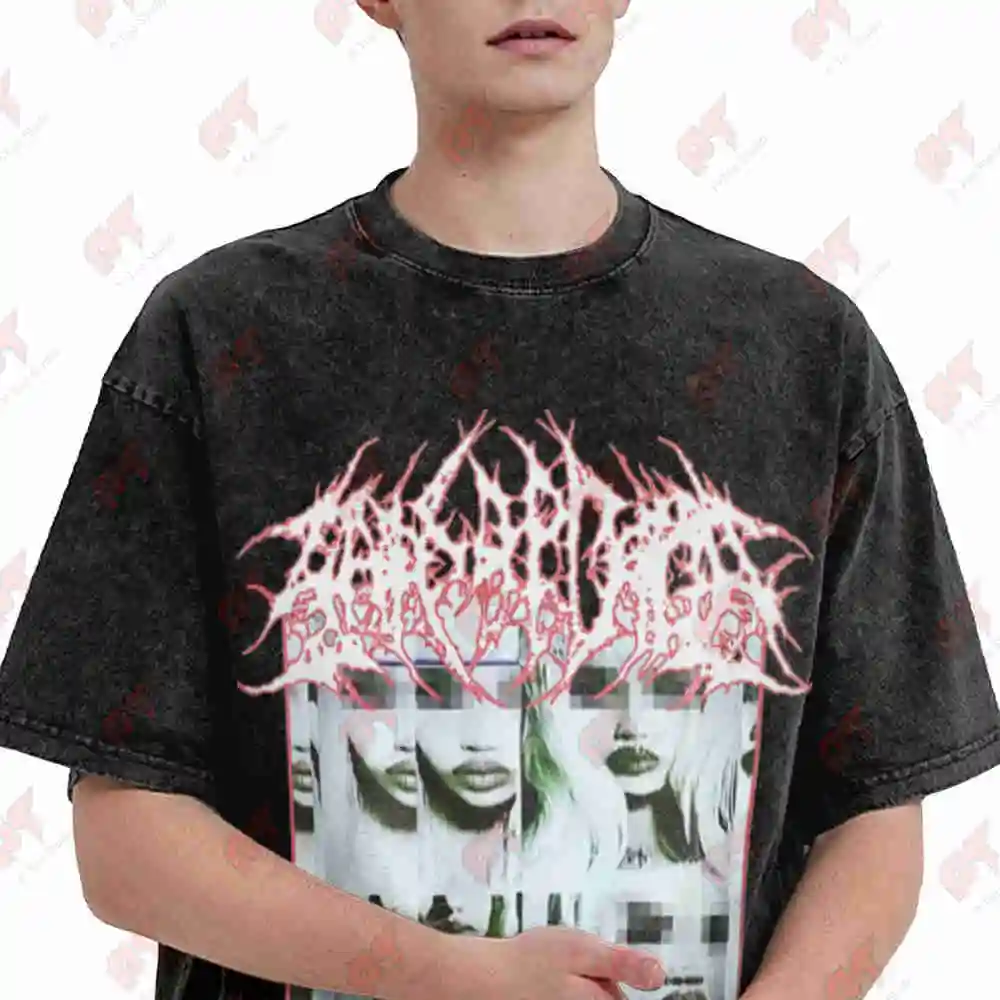 Distorted Text Collage Of Faces Vintage Washed Tee Pure Cotton T-Shirt
