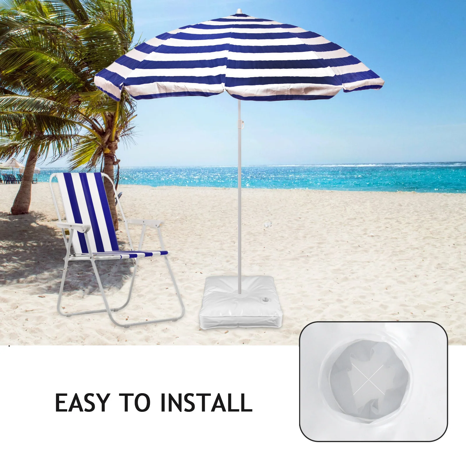 

1pc Pvc Injection Base Windproof Weight Pouch For Outdoor Umbrella Sunshade Pillar Support Durable Foldable Stackable Easy