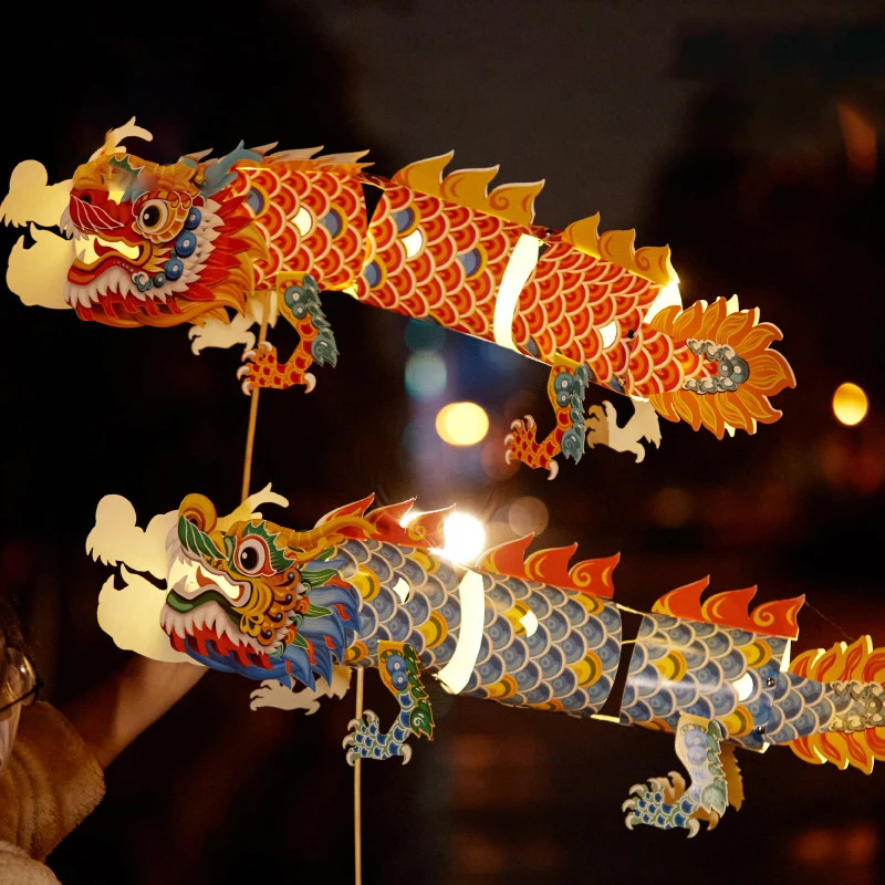 New Year Decoration Dragon Dance Lantern Children Gift Handmade DIY Material Pack Paper Toys Traditional Chinese Dragon Lantern