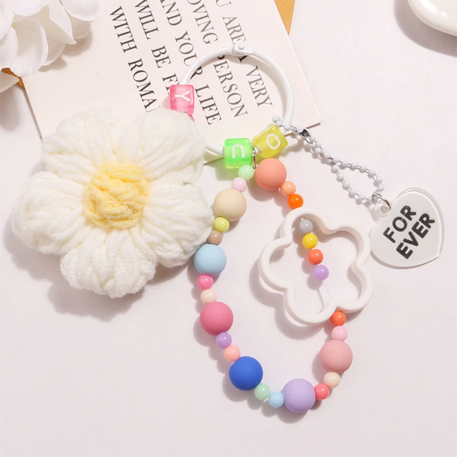 New Colorful Five-petal Flower Keychain Pendant Small Star Handmade Wool Flower Keychain Rich Bag Pendant Car Krillin Gift