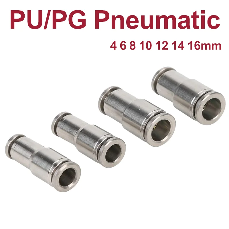 

304 Stainless Steel Metal Pneumatic Quick Connector PU PG Variable Diameter Trachea Hose 6 8 10 12 14 16mm Compressor Connector