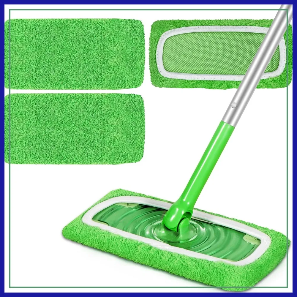 

Reusable Microfiber Mop Pads for Flat Mops, 3 Pack Dry & Wet Cloths, Washable for Hardwood Floors