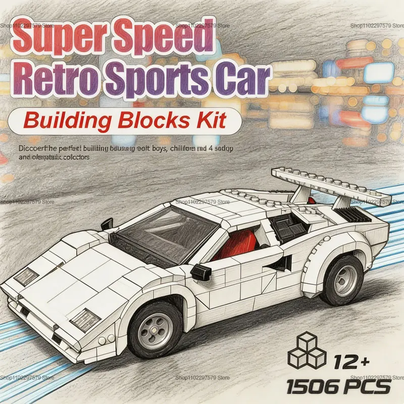 Nouvel ensemble de blocs de construction de voiture de sport vintage à grande vitesse, 1506 pièces, modèle de voiture classique à construire soi-même, jouet de collection, cadeau pour adultes