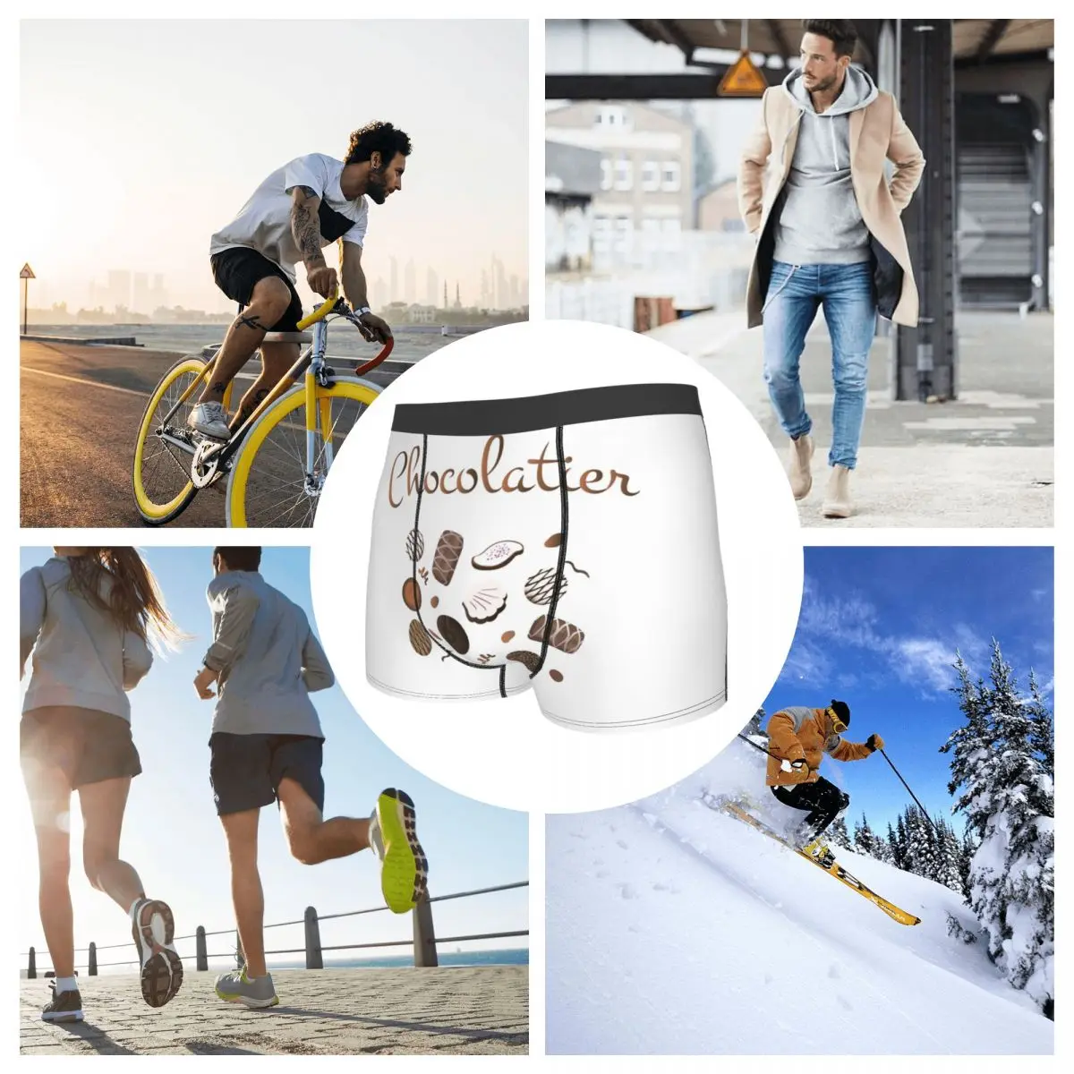 Boxer Underpants Shorts Chocolatier Chocolate Candies Panties Men Breathable Underwear for Homme Man Boyfriend Gift