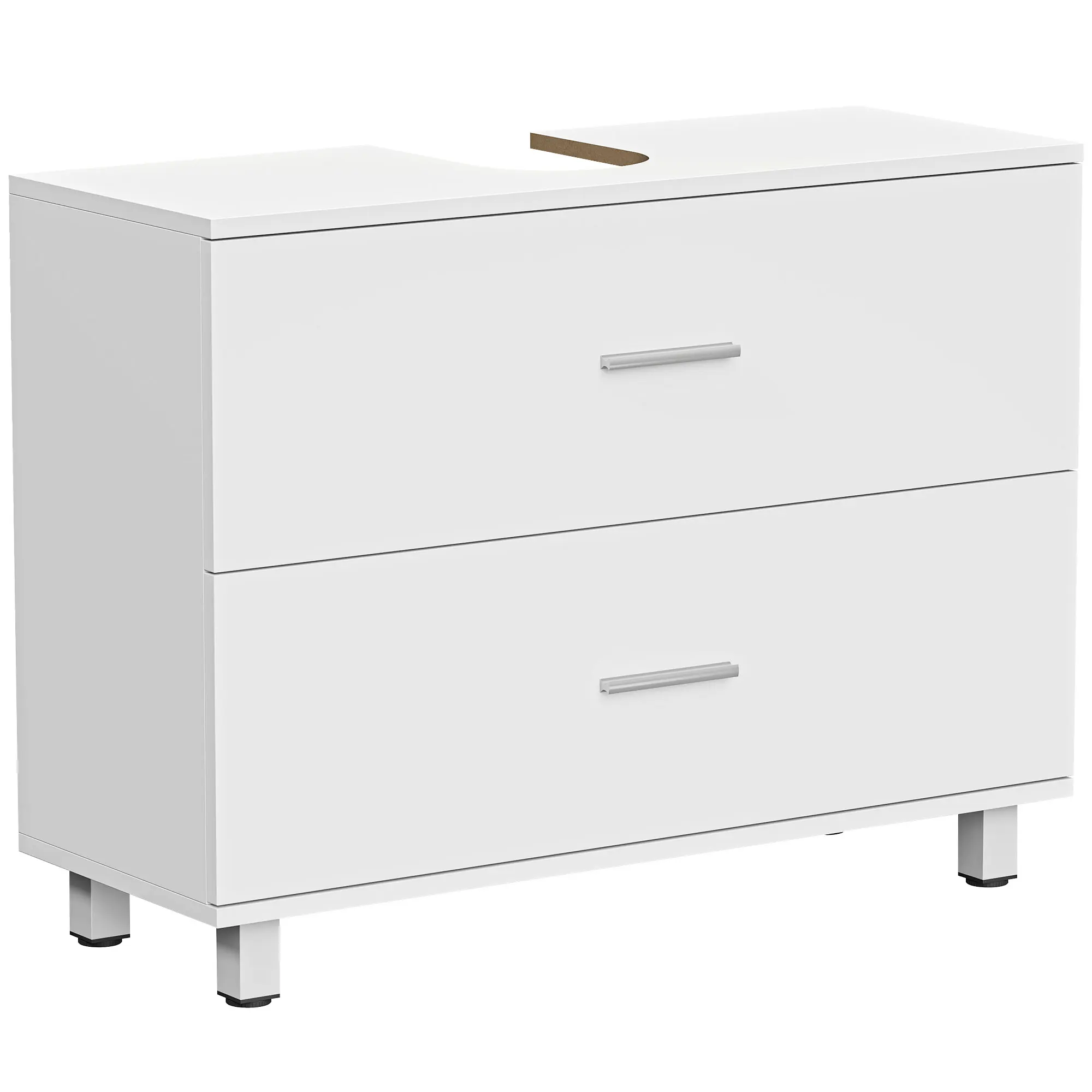 HOMCOM Mueble Bajo Lavabo, Mueble de Baño con 2 Cajones, Estilo Moderno, para Lavabo sin Pedestal, 80x30x60 cm, Blanco
