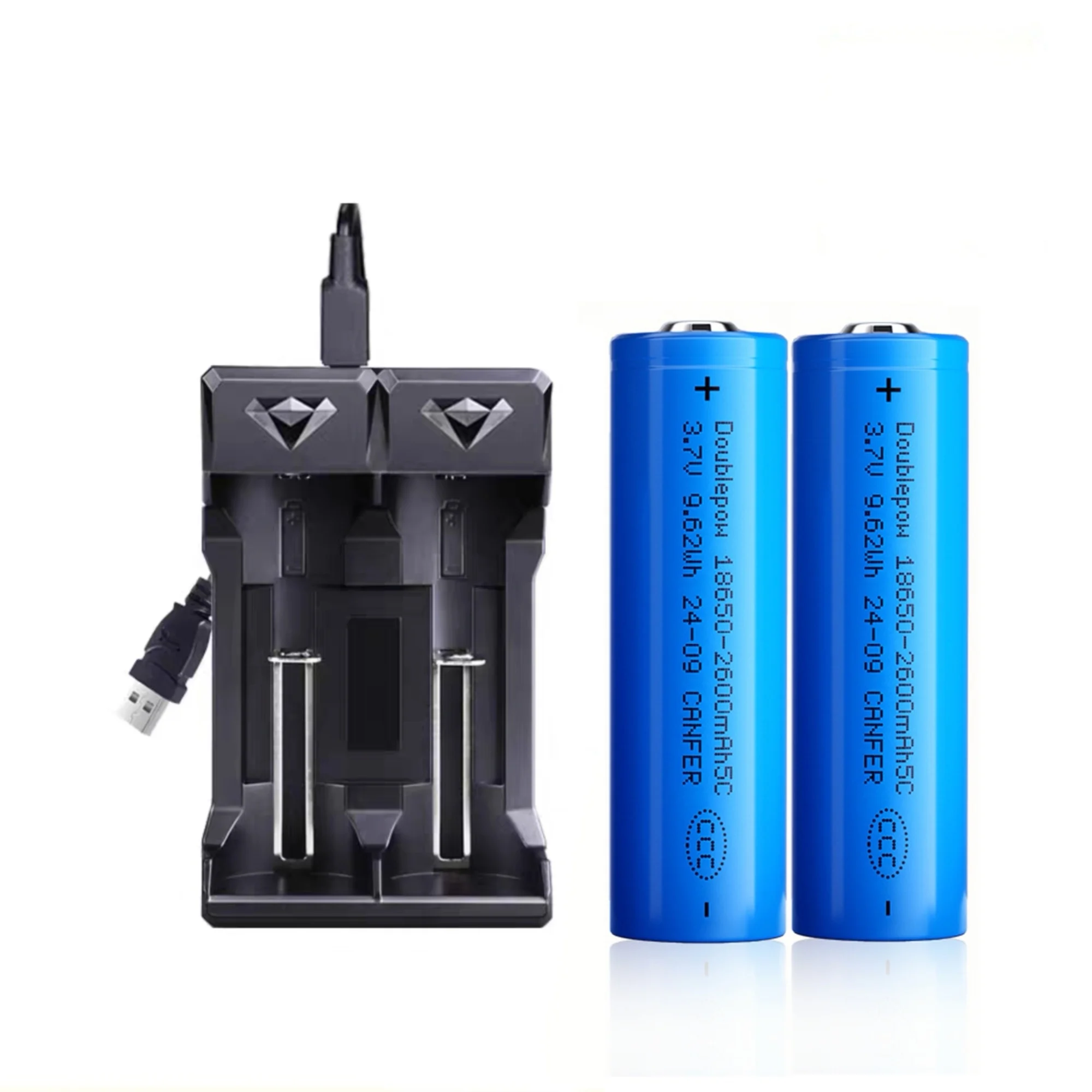 2PCS 18650 rechargeable battery 3.7V 2600mAh 18650 Lithium Battery Charger for Flashlight Hair clipper Smart trash can Shaver