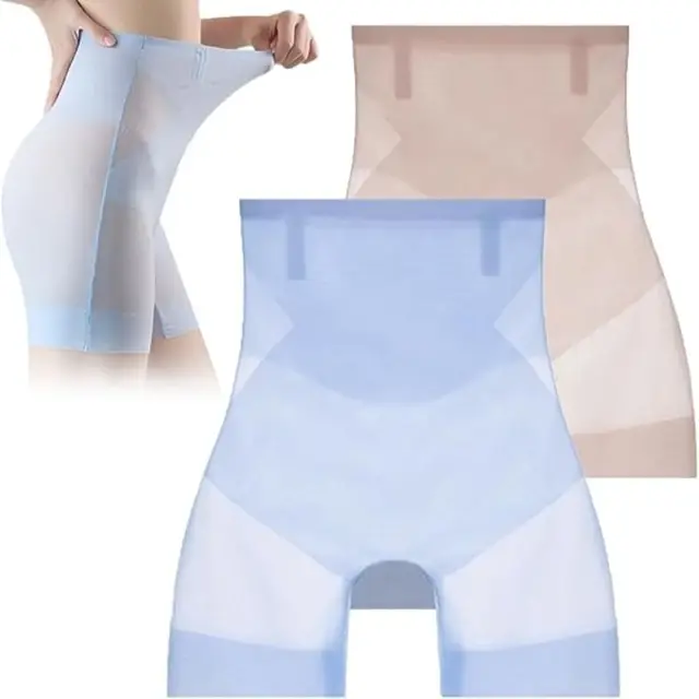 Nowa ultra cienka bielizna modelująca sylwetkę Tummy Control Hip Lift Panties dla kobiet Bezszwowe majtki z wysokim stanem Ice Silk do sportów jogi