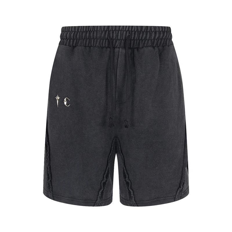 Thug Club 2026 New American-Style Metal Star & Moon Washed Vintage Loose-Fit Summer Shorts for Men
