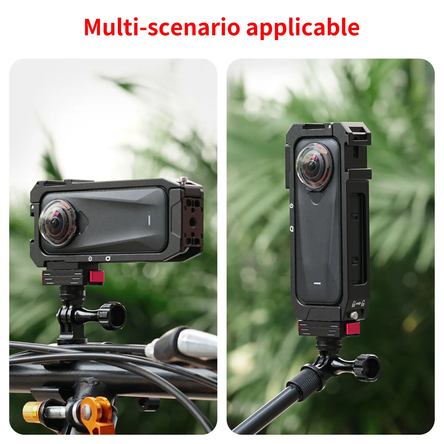 Kamerakäfig für Insta360 X4 Air 360 Kamera, drehbarer Stativadapter, Cold Shoe Halterung, Erweiterung, Lichthalterung, Selfie Stick Halterung – Detail 8