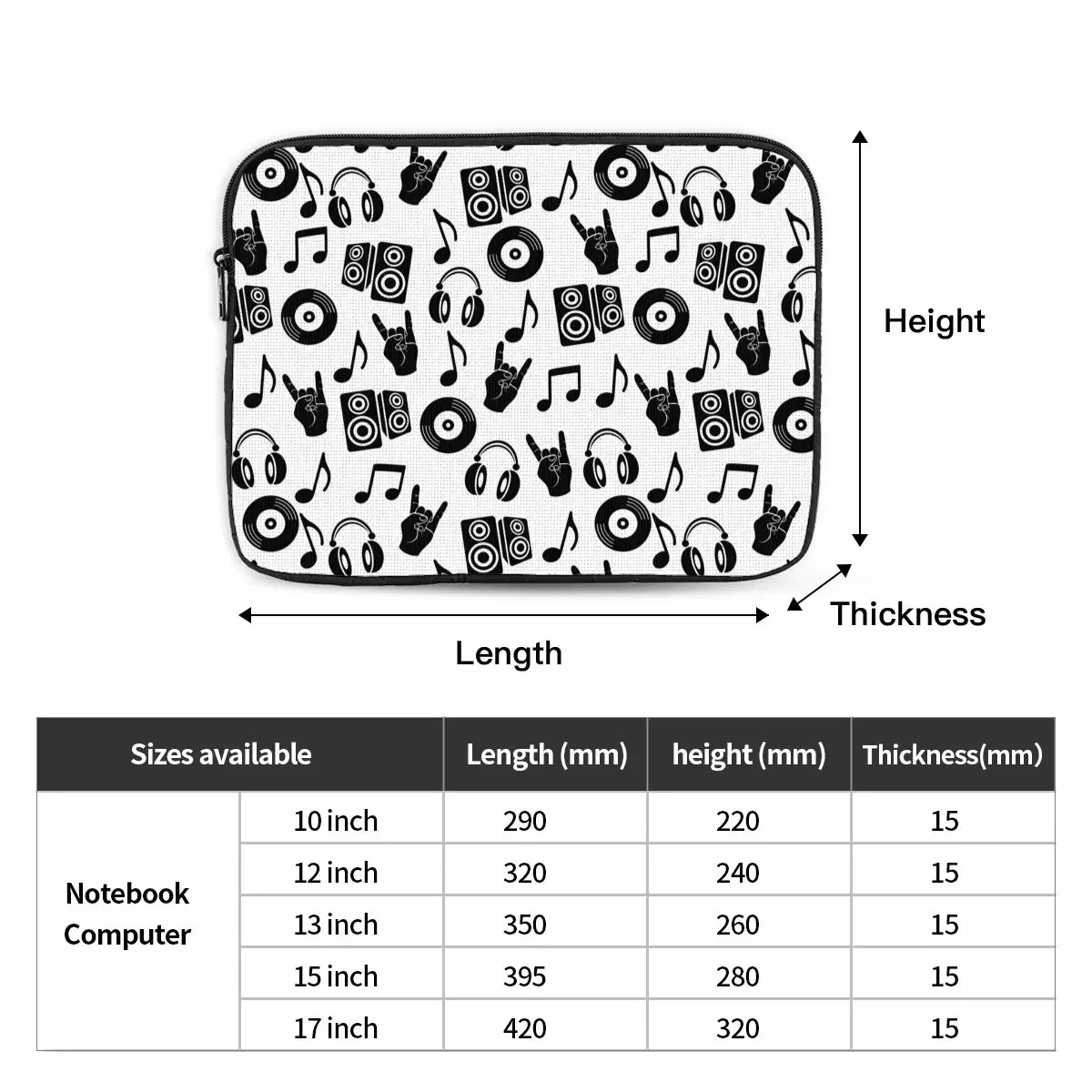 Doodles müzikal desen bilgisayar ipad Laptop kılıfı Case17 15 13 12 10 inç dizüstü bilgisayar için kılıf çanta taşınabilir kapak Fundas kılıfı