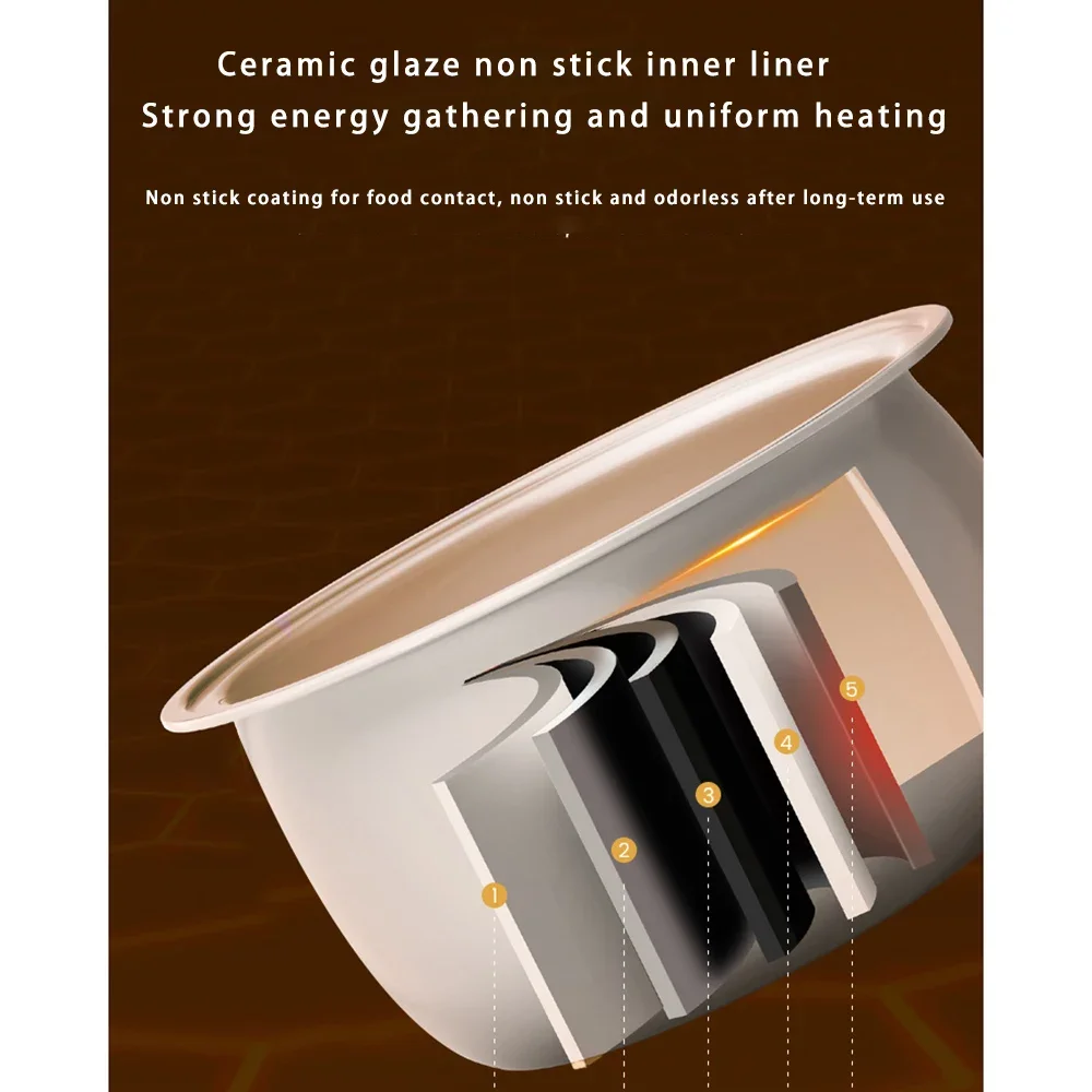 스마트 다기능 밥솥, 가정용 더블 에어백 밥솥, 2.5 리터 + 2.5 리터, 1-4 인용