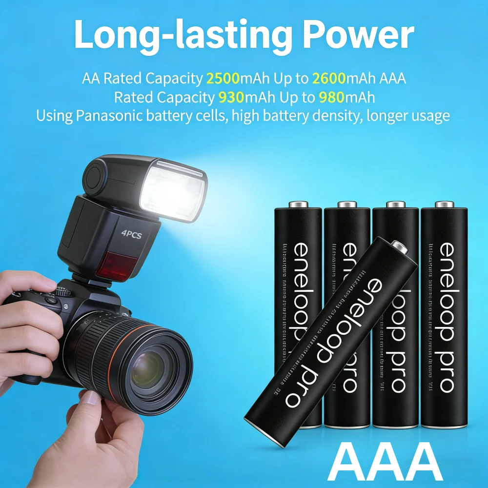 

Аккумуляторы Panasonic Eneloop Pro 950 мАч AAA для фонариков, игрушек, фотоаппаратов, предварительно заряженные, высокой емкости, перезаряжаемые.