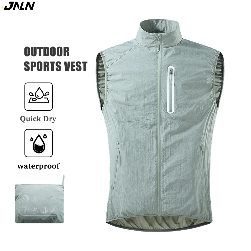 JNLN Men's Women's Fishing Vest Summer Mountaineering Camping Hiking Running Vests Waterproof Self-Storage Sleeveless Jacket