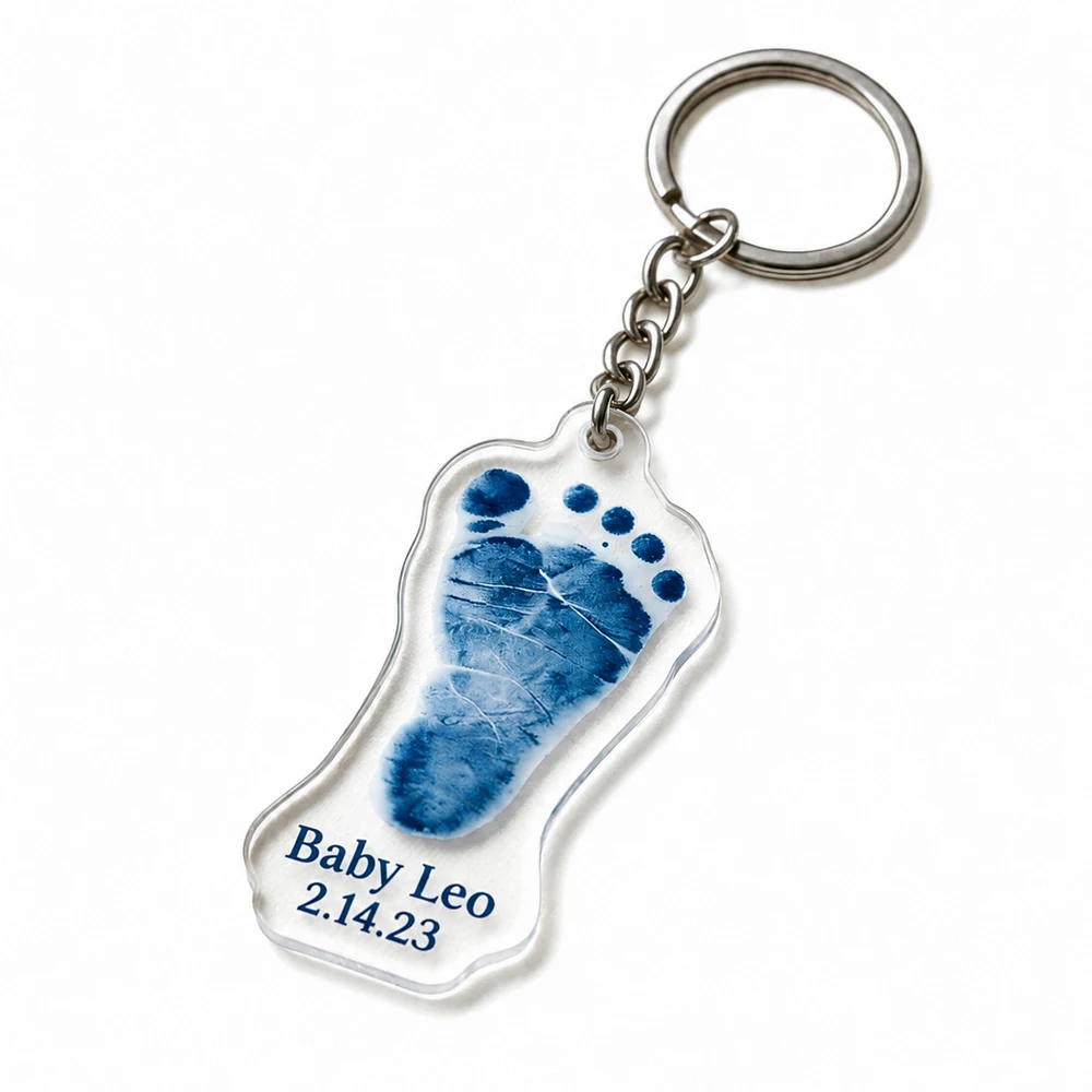 Custom Family Acrylic Keychain Personalized 2D Flat Photo Keyring On Bags Birthday Jewerly Gift For Men Women Family  Keychain view 5