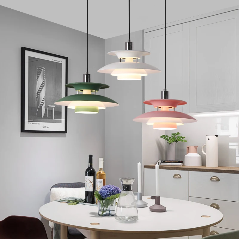 Danish Design Chandelier Ceiling Color Flying Saucer Led Restaurant Kitchen Bar Pendant Lamp Home Decor Hanging Led Lighting