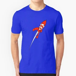 Men's Moon Rocket Pattern Printed T-shirt 100% Cotton T-shirt The Adventures Of Rocket Express Herge Captain Haddock Fun Motorcy