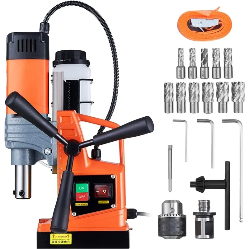 

Mag Drill Press,1300W 1.57"Boring Diameter,2922lbf Power Portable Magnetic Drill,11Pcs Drill Bits Electric Drilling Machine