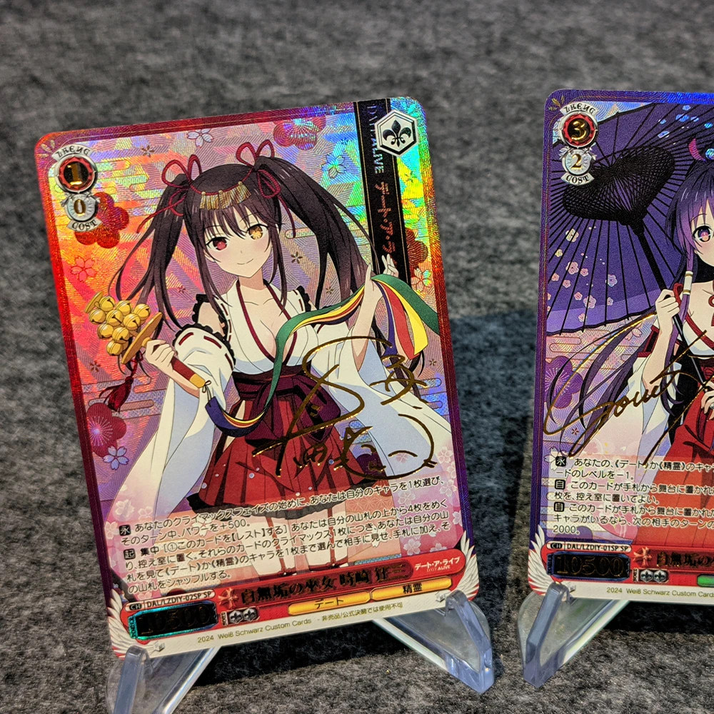 2Pcs/set WS Signature Card Date A Live Tokisaki Kurumi Yatogami Tohka Anime Collection Card Refractive Color Flash Gilding Gifts