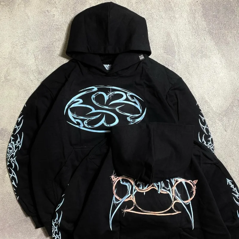 

Street Hip-hop Casual Loose Personality Design Oversized Hoodie Men American Fashion Versatile Retro Oversized Sweatshirt Women