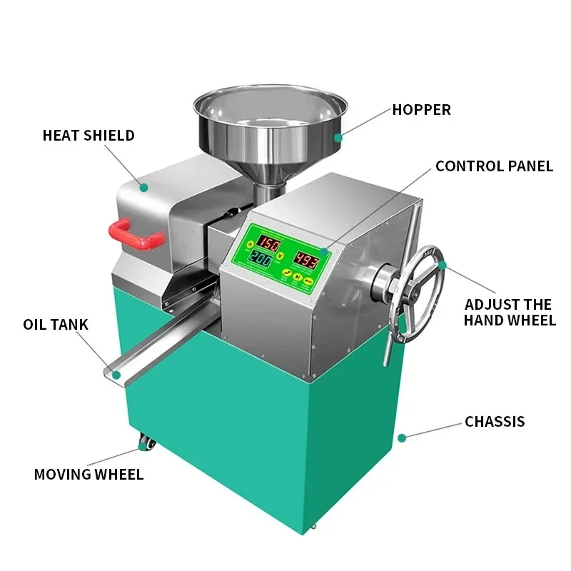 

P10 Intelligent Small Commercial Oil Press 220V/110V Automatic Stainless Steel Oil Press 2000W Power 9-15KG Per Hour