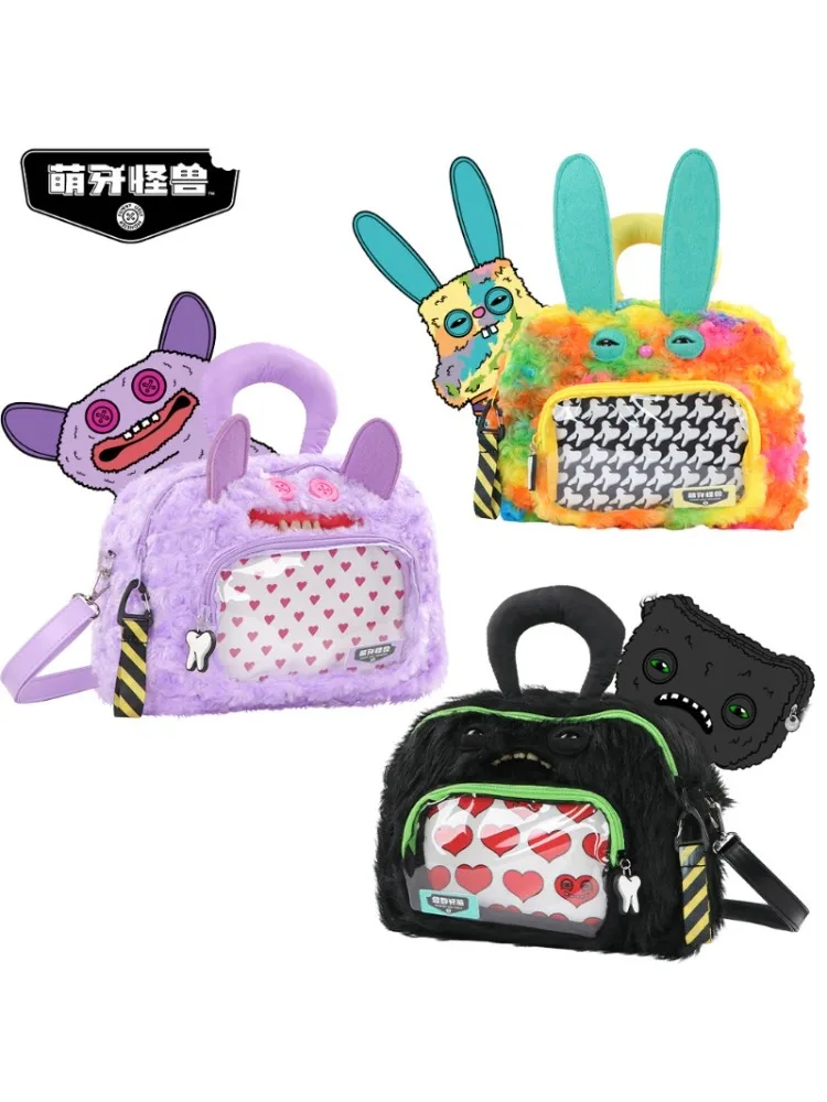 Original Fuggler Crossbody Square Bag Serie Schwarze Breitaugen-Monster-Tasche mit großem Fassungsvermögen, Trend-Tasche, Schmerz-Tasche, Mädchen-Geburtstagsgeschenk