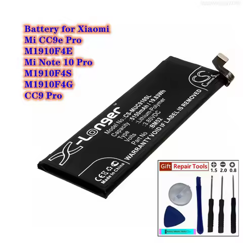 CS Battery 3.85V/5150mAh BM52 for Xiaomi Mi CC9e Pro, M1910F4E, Mi Note 10 Pro, M1910F4S, M1910F4G, CC9 Pro