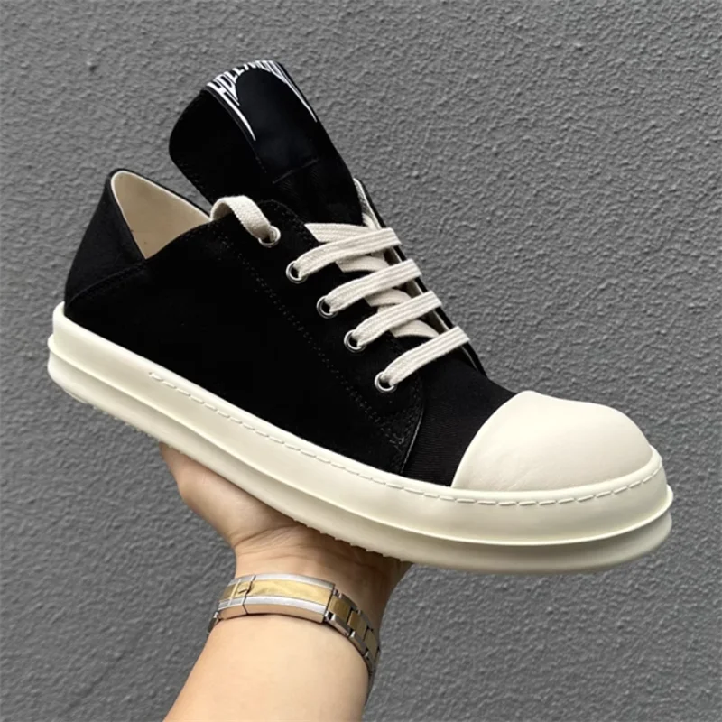 

Мужские ботильоны без шнуровки на толстой подошве, модные мужские черные ботинки из парусины с низким берцем