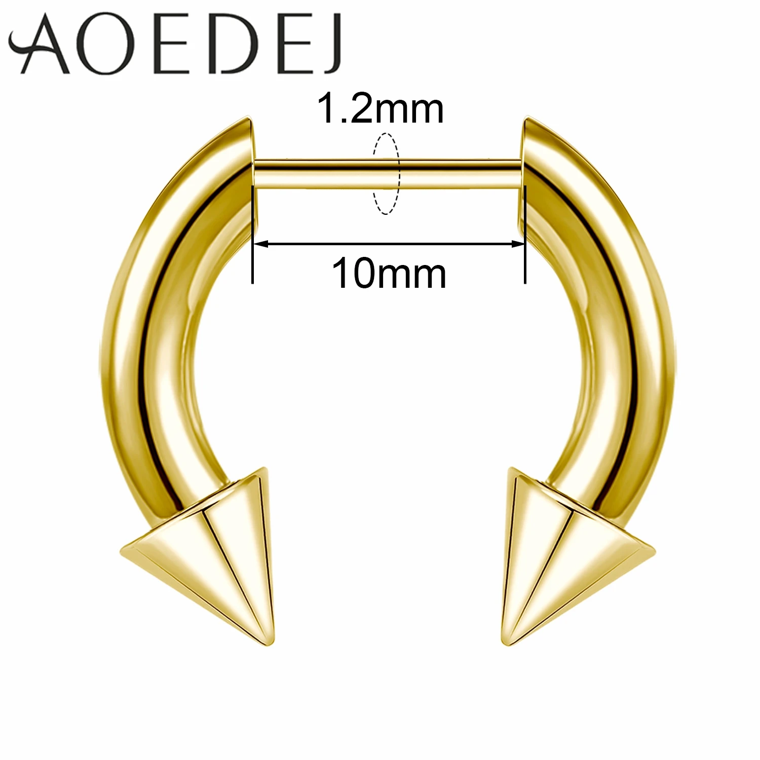 AOEDEJ 1 PC 16G Plug-In-Stil Edelstahl Nasenringe Damen Herren Septum Ring Spike Ox Horn Große Messgeräte Körperpiercings 8/10 MM
