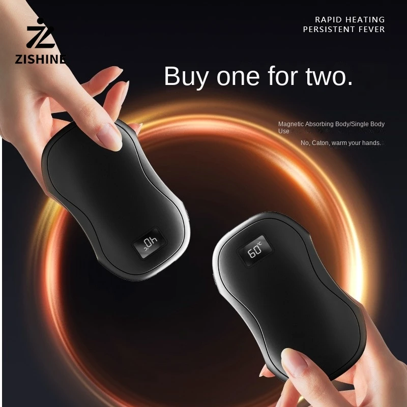 

2026 New USB Rechargeable 2-in-1 Magnetic Detachable Hand Warmer, Portable Mini with Digital Display for Outdoor Indoor Travel
