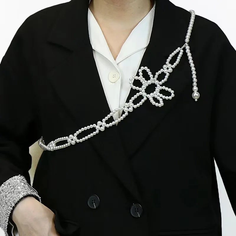 

Elegant Pearl Bridal Shawl Fashion Shoulder Chain Waist Belt Versatile Ladies' Clothing Waist Chain for Daily Wear