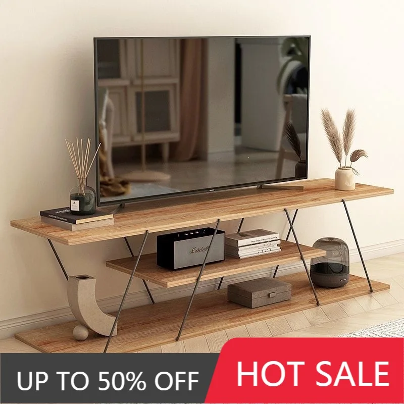 Wooden TV Stand Modern Floor-standing Television Cabinet Luxury Storage Display TV Cabinet Living Room Space Saving Sideboard