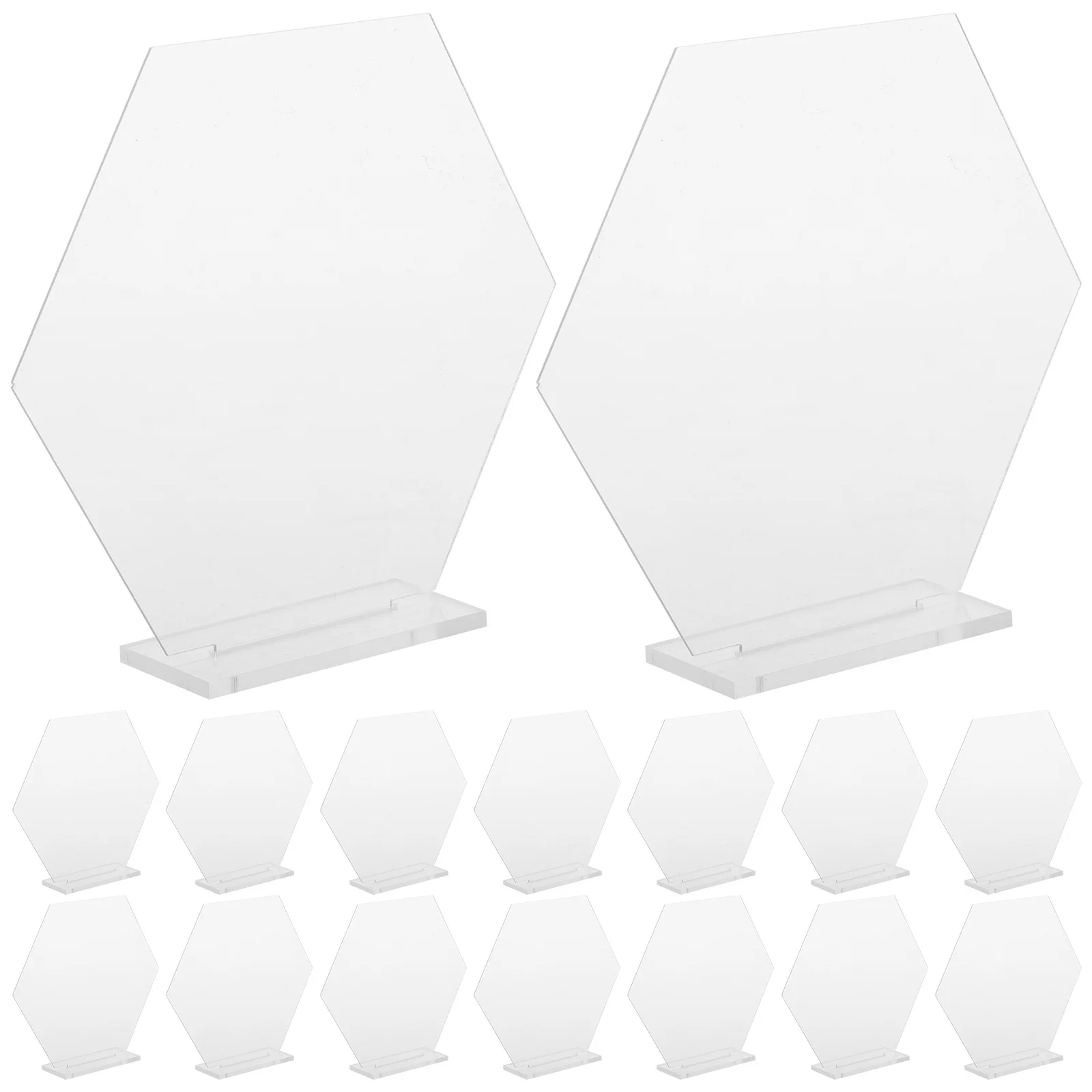 

18Set Clear Hexagon Acrylic Sign Blanks DIY Tabletop Markers Modern Elegant Wedding Event Decor Table Number Tags