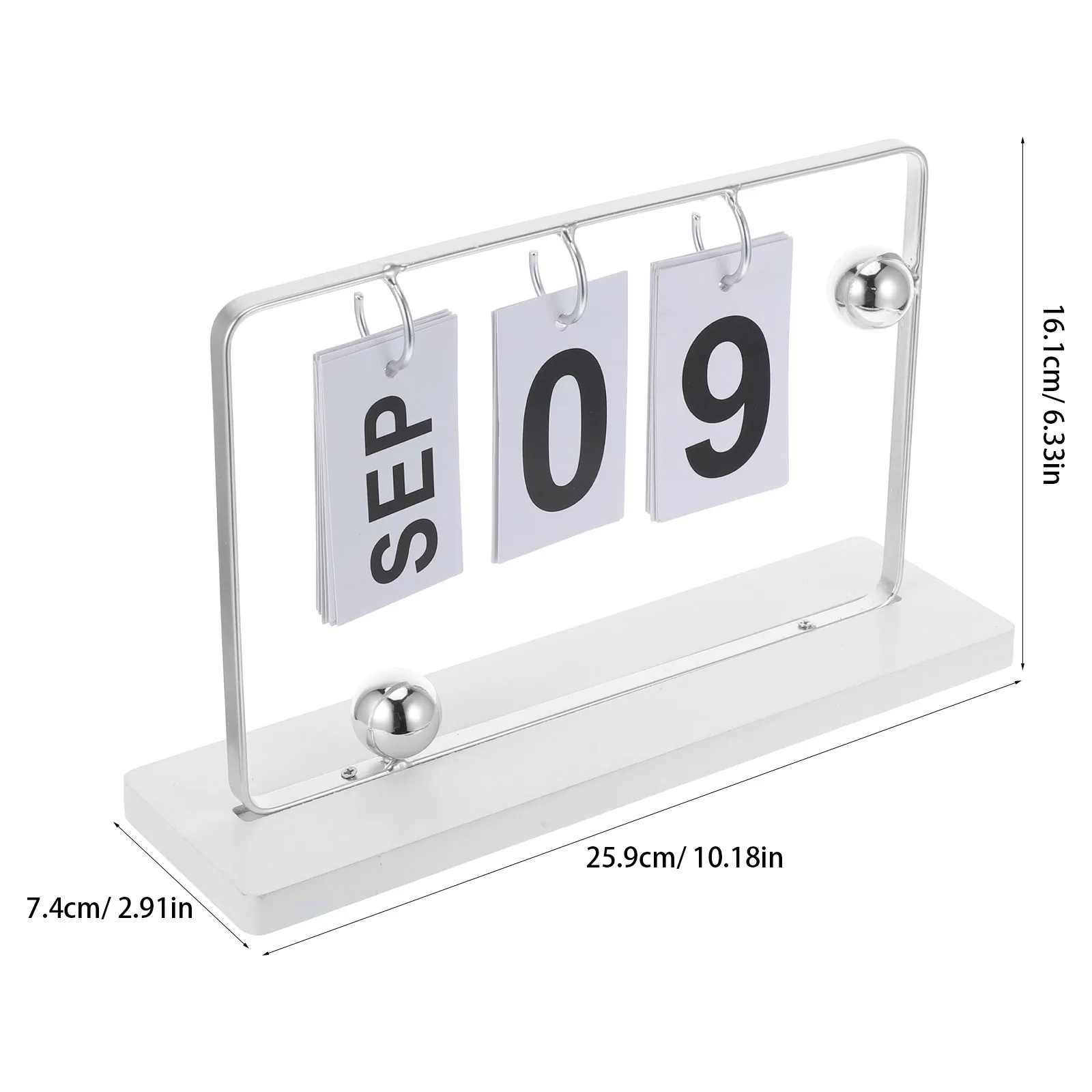 1 комплект, настольный вечный календарь, серебряный маленький флип-блок с датой для домашнего офиса, учителя, ежедневного использования, декоративная деревянная основа
