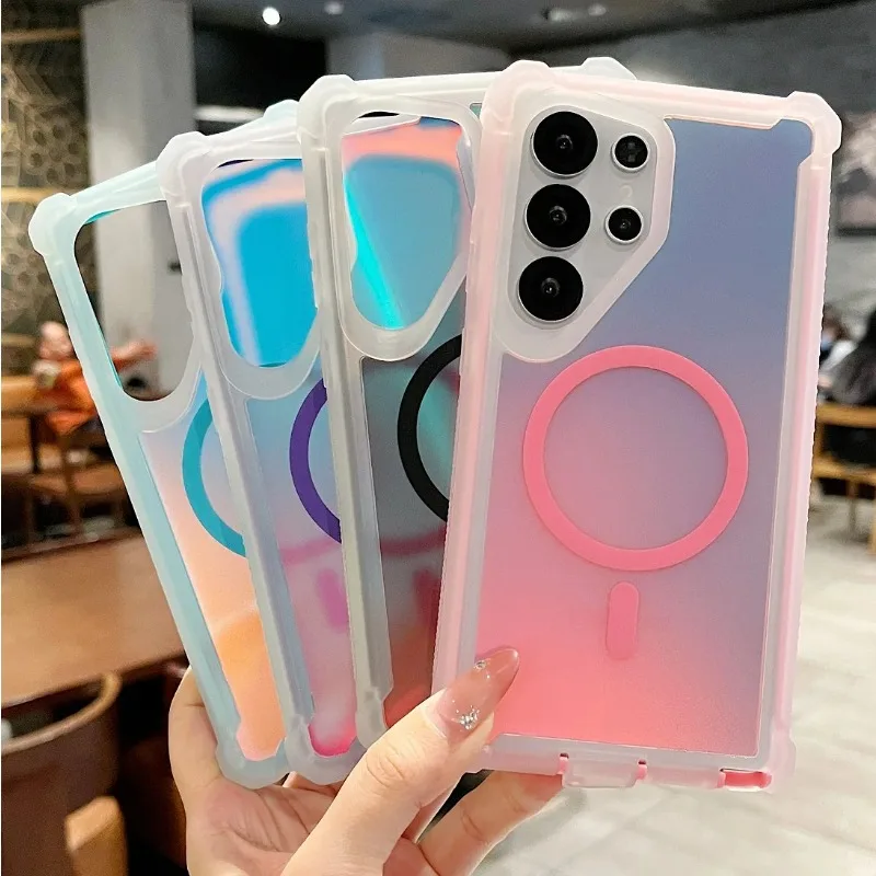 

High Quality Chameleon Anti-Drop Armor Magsafe Case For Samsung Galaxy S25 S23 Ultra S24 Plus Magnetic Wireless Charging Cover