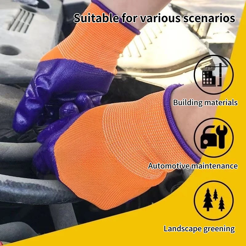 1 par de suministros de seguridad profesionales, guantes protectores de trabajo semi-colgantes de nitrilo, guantes de trabajo de seguridad flexibles para hombres