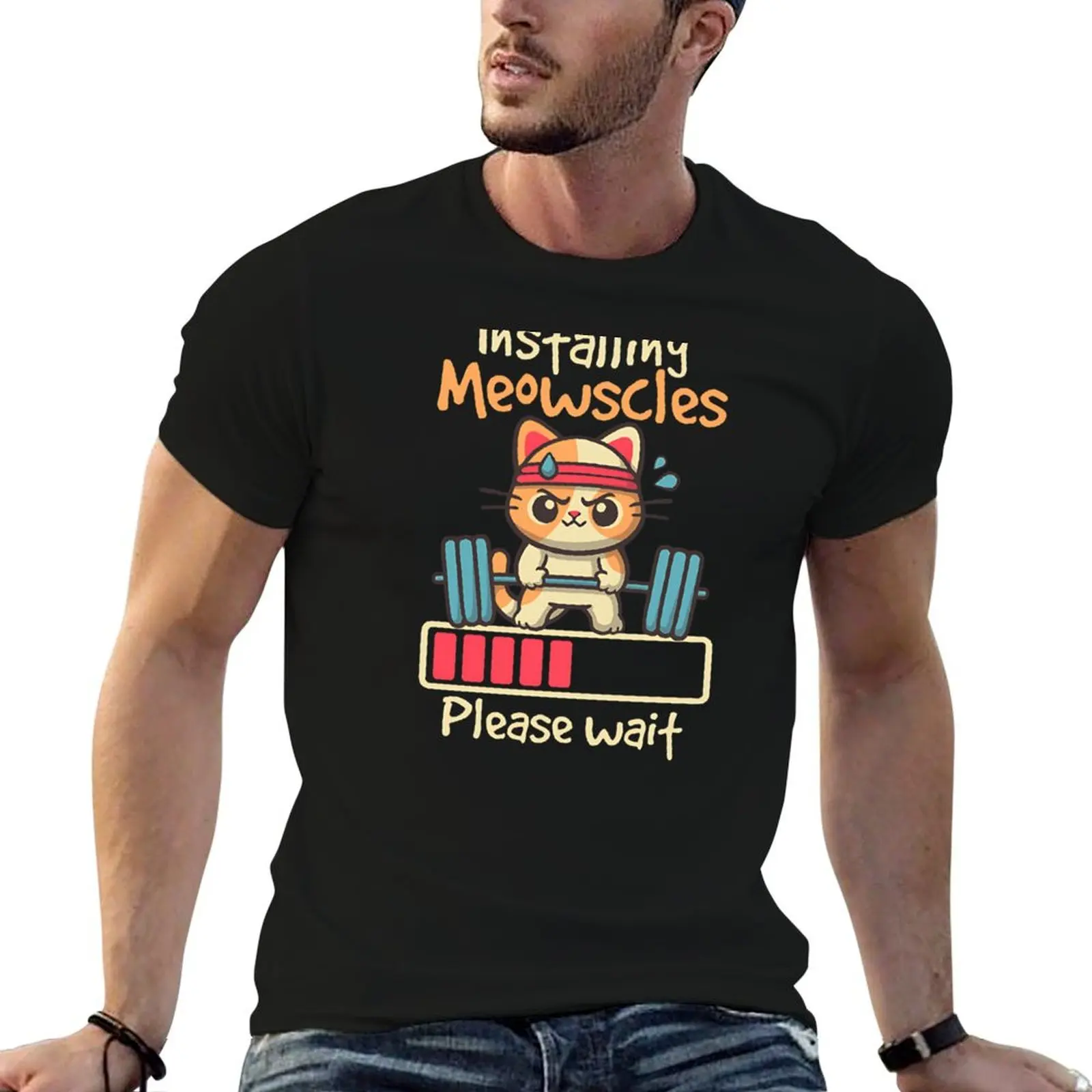 

t graphic custom Installing shirt vintage print t Meowscles T-Shirt for shirts man
