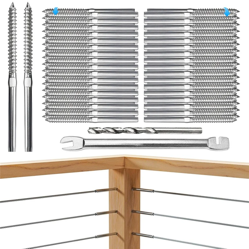 

BMBY-Свинты для кабельных перил 1/8 дюйма, комплект оборудования для кабельных перил для палубы, лестницы, деревянная стойка, система перил