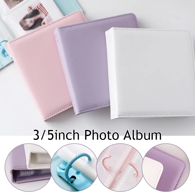 PU Leather Photocard Binder Album, armazenamento de cartões fotográficos, coletar livro, álbum de imagens, 3 ", 5"