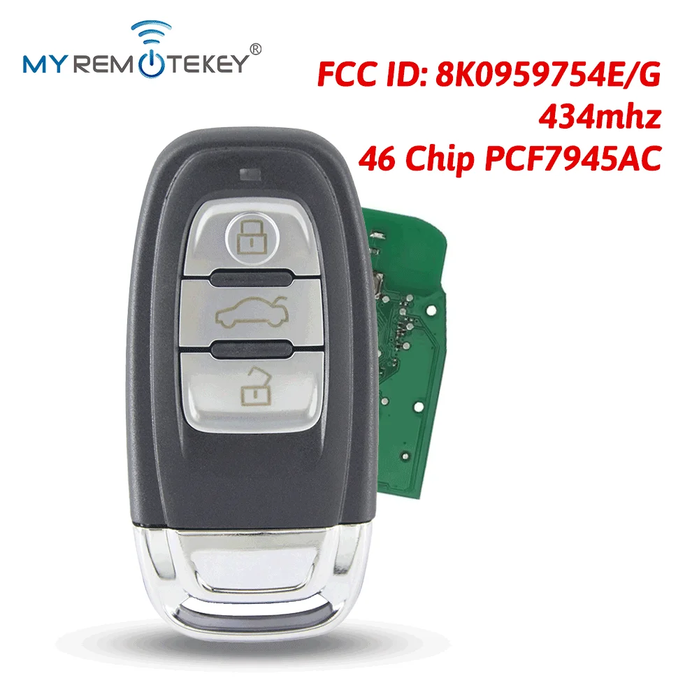 MYREMOTEKEY FCC 8T0959754C Smart Car Key Remote Conrol for Audi A4 A6 Q5 SQ5 3 Button 434Mhz