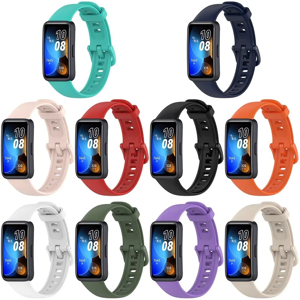 Pulseira de silicone macio para Huawei, pulseira para Huawei Band 8, pulseira, substituição Correa, acessórios smartwatch, esporte