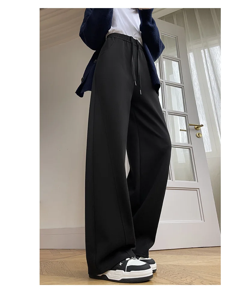 Pantalones de pierna ancha con cremallera rosa para mujer, fajas con volantes de primavera, gasa Hipster, liso, fluido, ocio, abertura drapeada, transpirable, elegante para ir al trabajo