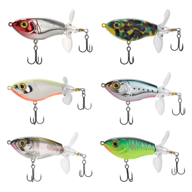 Topwater Pencil Fishing Lure 9/16g FLoating 360 Degree Rotation Spin Bait Twin Propeller Tractor Artificial Hard Bait Pesca