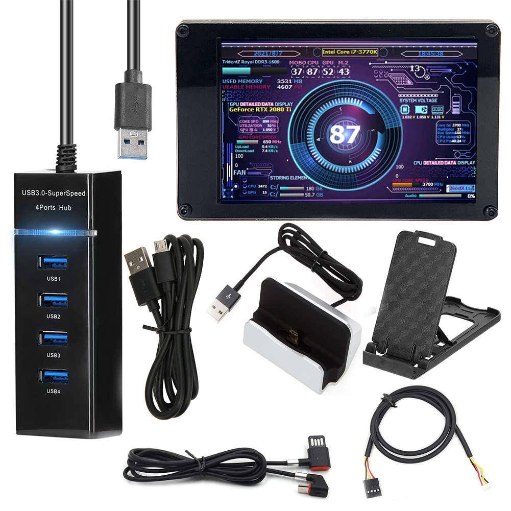 3.5 بوصة شاشة الكمبيوتر المزدوج USB مراقبة درجة الحرارة IPS PC بها بنفسك الكمبيوتر عرض الشاشة الثانوية وحدة المعالجة المركزية وحدة المعالجة المركزية وحدة معالجة الرسومات RAM HDD مراقب للكمبيوتر