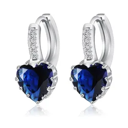 Heart Stone Design CZ Zircon 925 Sterling Silver Pierced Stud Earrings Women Bling Australian Crystal Jewelry Wedding Brincos