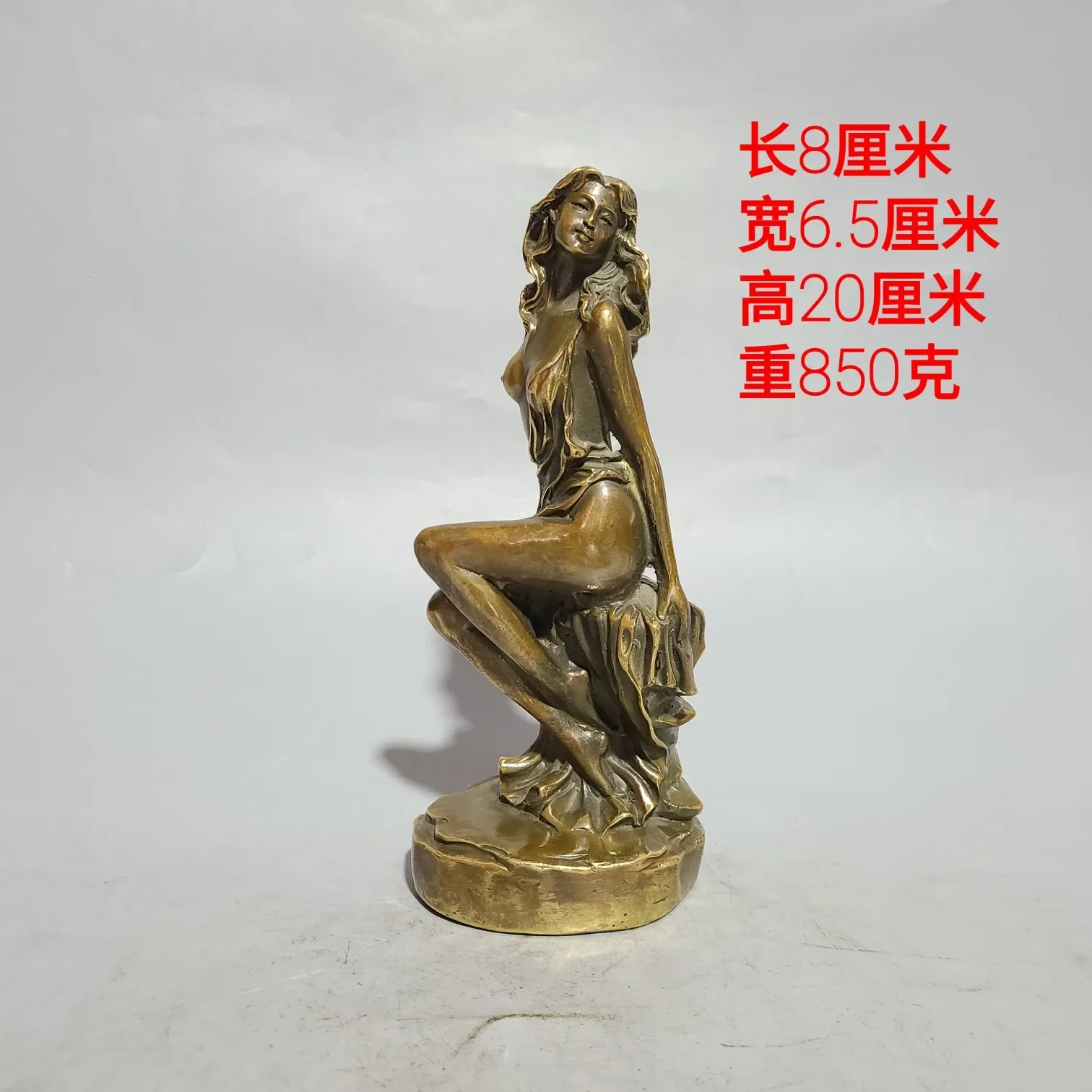 Antique pure copper beauty bronze statue handicrafts beauty goddess copper sculpture ornaments