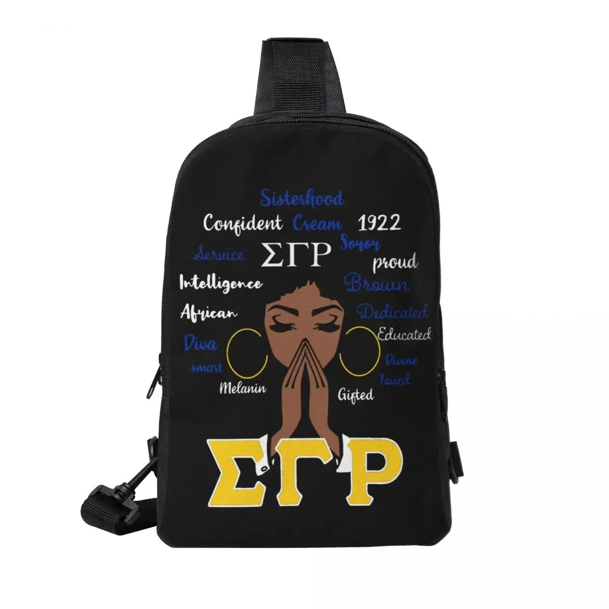 

Sigma SGR Gamma Rho Рюкзак через плечо на ремне Нагрудная сумка Регулируемый дорожный походный рюкзак на открытом воздухе для женщин и мужчин